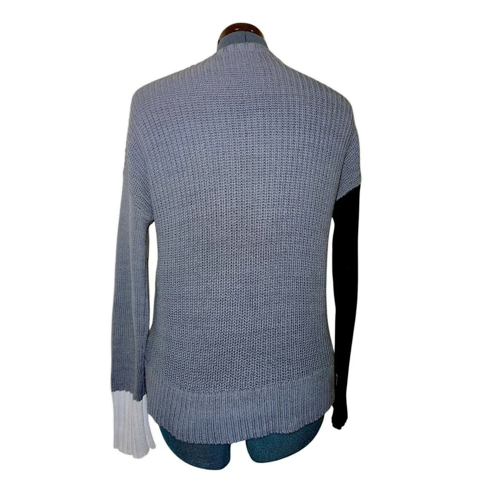 Lisa Todd Women’s Size S Blue Black Cotton Cable Knit Preppy Crew Neck S…
